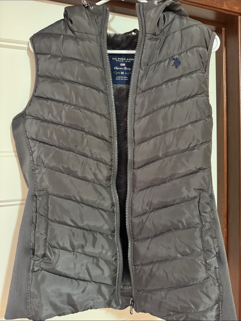 U.S. Polo Assn. Gray Quilted Hooded Vest